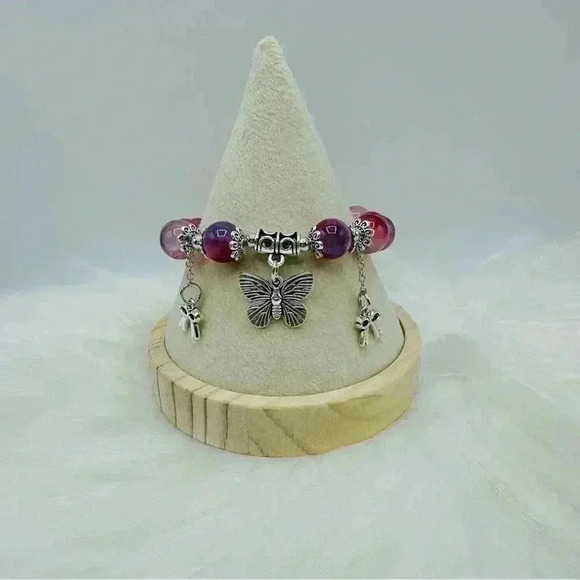 Berry Gradient Glass Bead Bracelet with Butterfly Charms - Picture 4 of 4